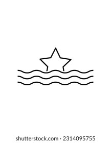 onda de agua con icono estrella, icono de mejor línea vector.