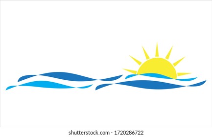 Logo für Vektorgrafik-Design von Wasserwelle und Sonne