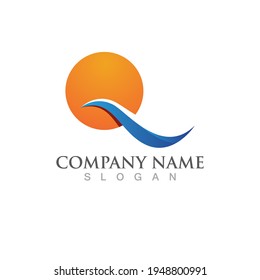 Water wave in sun  icon vector illustration design logo