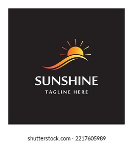 Water wave and sun icon vector illustration design logo