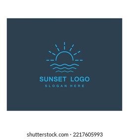Water wave and sun icon vector illustration design logo