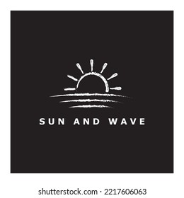 Water wave and sun icon vector illustration design logo