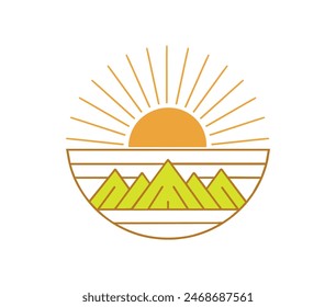 Water wave and sun icon vector illustration design logo