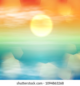 Water wave in sunset time