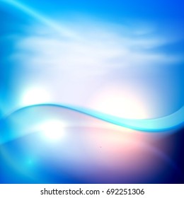 Water wave in sunset time. Blue background. EPS10 vector.