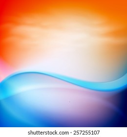 Water wave in sunset time. EPS10 vector.