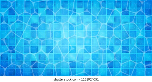 Water wave in swimming pool with light reflecting. Swimming pool top view background. Vector illustration. Eps 10.