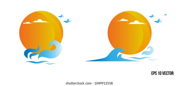 Water Wave symbol and icon Logo Template vector,sun and wave logo