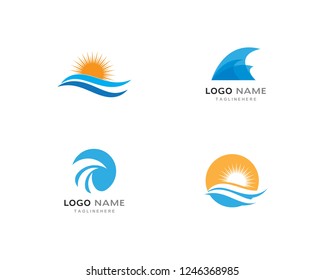 Water Wave symbol and icon Logo Template vector