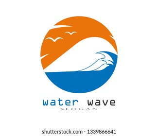 Water Wave symbol and icon Logo Template vector - Vector
