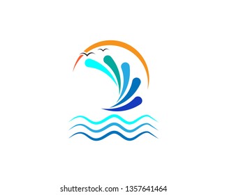 Water Wave symbol and icon Logo Template vector - Vector