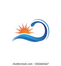 Water Wave symbol and icon Logo Template vector
