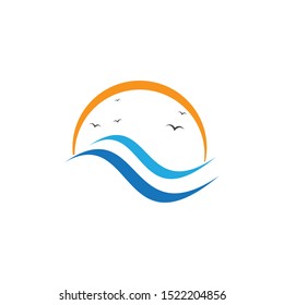 Water Wave symbol and icon Logo Template vector