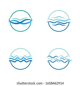 WATER WAVE SYMBOL AND ICON LOGO TEMPLATE VECTOR