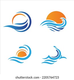 Water wave symbol and icon logo template vector