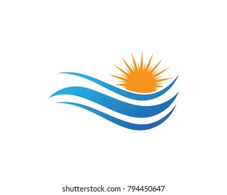 Water Wave symbol and icon Logo Template vector