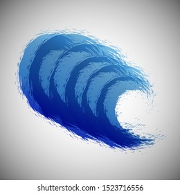 water wave symbol, isolated vector icon on gray background