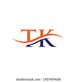 Vector con logotipo TK de ondas de agua. Diseño del logotipo TK de Swoosh Letter para empresas y empresas