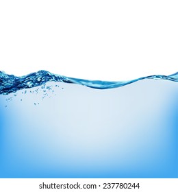 Water wave transparent surface with bubbles, vector illustration