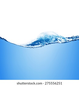 Water wave transparent surface with bubbles, vector illustration