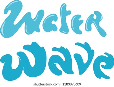Water Wave Typeface, Abstract Blue Illustration