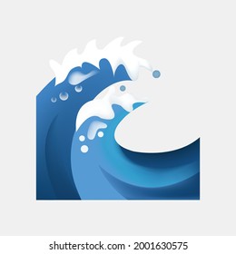 Water Wave Vector Flat Icon. Isolated Sea, Ocean Wave Emoji Illustration. 3d Illustrator.