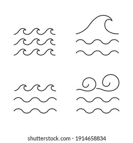 Water wave vector icon line style