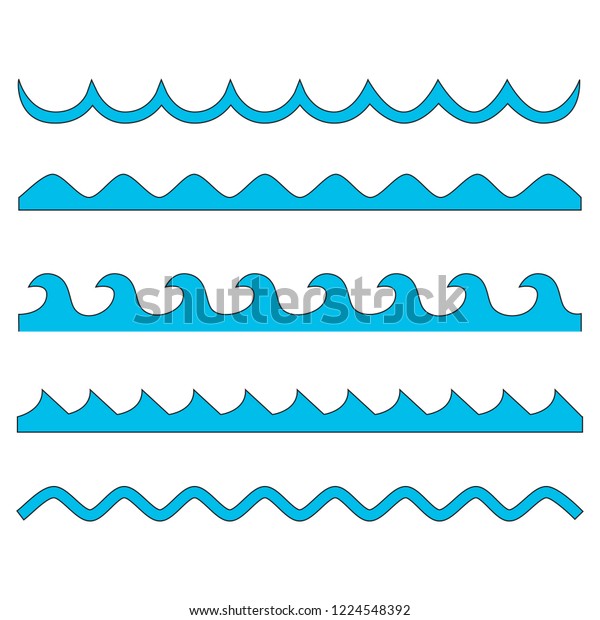 Water wave vector
pattern set. Isolated on white background. Collection of water wave
for web site, poster, placard and wallpaper. Creative art concept,
vector illustration