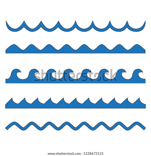 Water wave vector\
pattern set. Isolated on white background. Collection of water wave\
for web site, poster, placard and wallpaper. Creative art concept,\
vector illustration