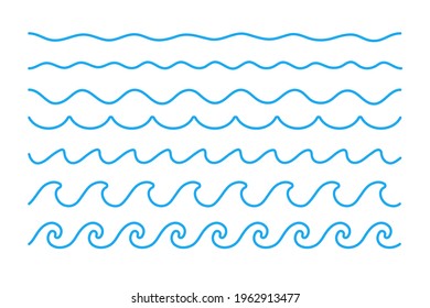 Water wave vector. Waves swaying in lakes and oceans Isolated on white background