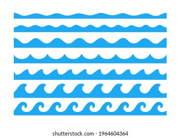 Water wave vector. Waves swaying in lakes and oceans Isolated on white background