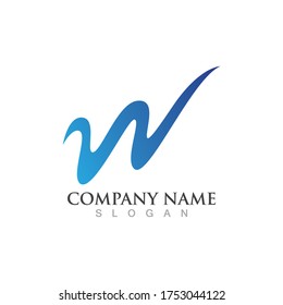 Water wave w logo vector illustration