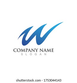 Water wave w logo vector illustration