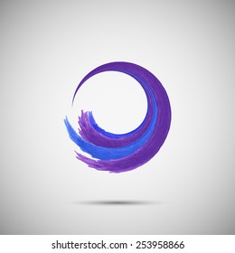 Water wave watercolor in the circle vector design logo template