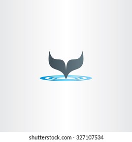 water wave and whale fish tail logo vector label