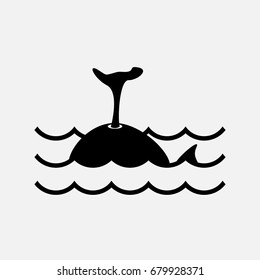 water wave with Whale symbol vector , icon