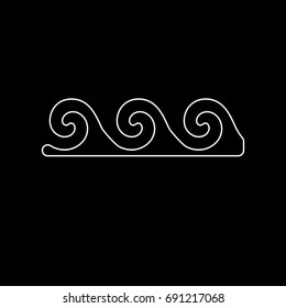 Water wave white icon .