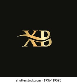 Water Wave XB Logo Vector. Swoosh Letter XB Logo Design for business and company identity
