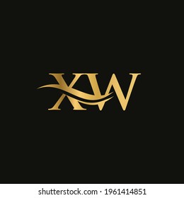 Water Wave XW Logo Vector. Swoosh Letter XW Logo Design for business and company identity