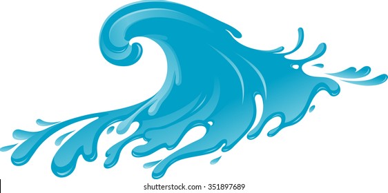 Water Wave-Blue surfer wave seawater splash against white background