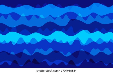 Water waves abstract seamless pattern. Design for backdrops with ocean, sea, river or lake water texture. Repeating texture. Water waves flat seamless background design. Curve stripes marine pattern.