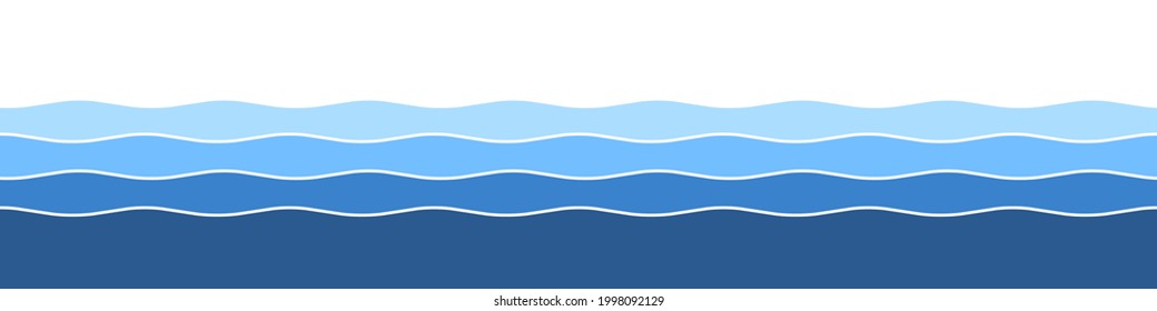 Water waves background. Sea, ocean or river concept. Flat style. Vector illustration

