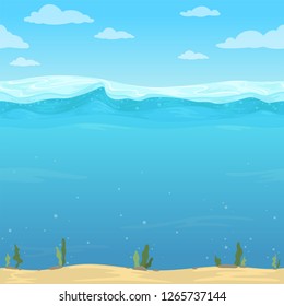 Water waves background. Seamless liquid pattern sea ocean river cartoon surface for 2d vector game