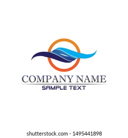 water and Waves beach logo and symbols template icons app
