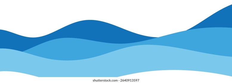 Water waves blue flow background vector image simple graphic illustration, abstract fluid wavy river pattern shape backdrop, ocean sea cartoon fun cute zigzag curve motion element, smoke decor .EPS 10