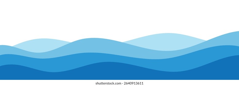 Water waves blue flow background vector image simple graphic illustration, abstract fluid wavy river pattern shape backdrop, ocean sea cartoon fun cute zigzag curve motion element, smoke decor .EPS 10