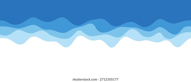 Ondas de agua azul flujo fondo Imagen de Vector ilustración gráfica simple, fluidos abstractos ondulados patrón de río forma de telón de fondo, diversión de mar de dibujos animados lindo elemento de movimiento de curva en zigzag, decoración de humo. EPS 10