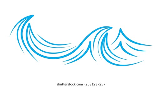 water waves border line blue vector designs isolated white background