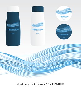 water waves, bottle labels templates, vector set