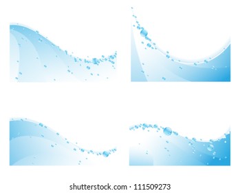 Water waves with bubbles  on a white background